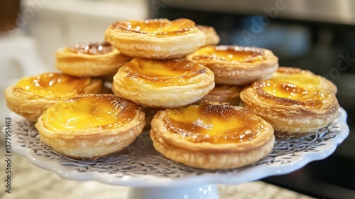 Wallpaper Mural A platter of Portuguese pastel de nata, golden custard tarts with caramelized tops. Torontodigital.ca