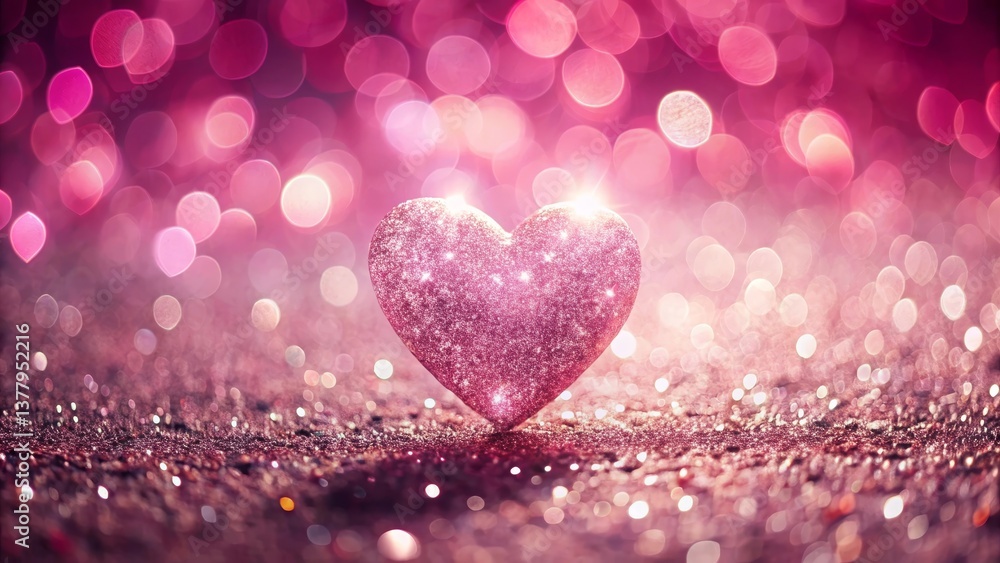 Sparkling Pink Heart on Glittering Background, a Symbol of Love and Affection Sparkling Pink Heart on Glittering Background, a Symbol of Love and Affection