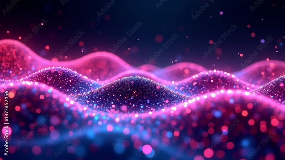 Fototapeta premium Futuristic Blue and Purple Gradient Background with Wavy Dotted Patterns