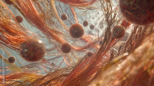 Abstract Representation of Organic Matter in Water with Colorful Textures
