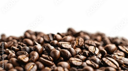 Drink Fragrance Energy, Closeup of freshly roasted coffee beans in a pile
