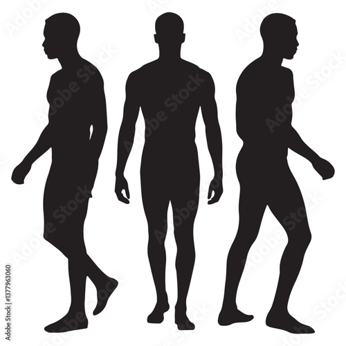 Vector silhouette of a woman and man in a dance pose, showcasing human anatomy and fashion, with a focus on body outlines and fitness