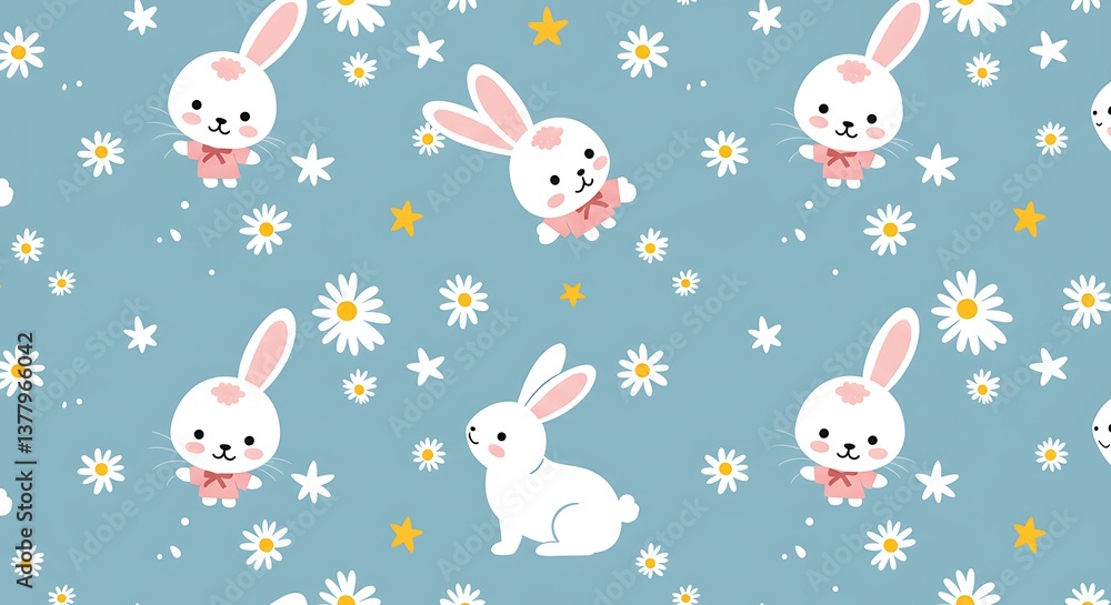 Fototapeta premium Bunny Meadow Rhapsody AI Generated