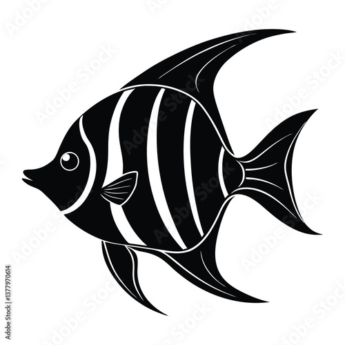 minimalist angelfish vector silhouette.