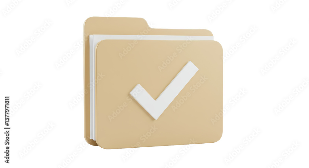 Isolated Completed Task Folder with Check Mark Isolated Completed Task Folder with Check Mark