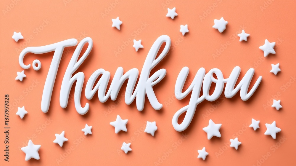 custom made wallpaper toronto digitalWhite Thank You message with stars on coral background Perfect for cards banners and social media