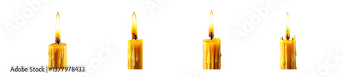 Burning candle with dripping or flowing wax