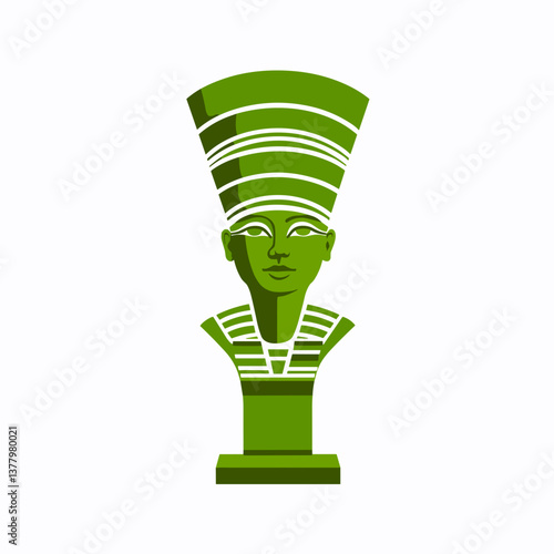 Ancient Egyptian Nefertiti Bust in Modern Minimalist Style  