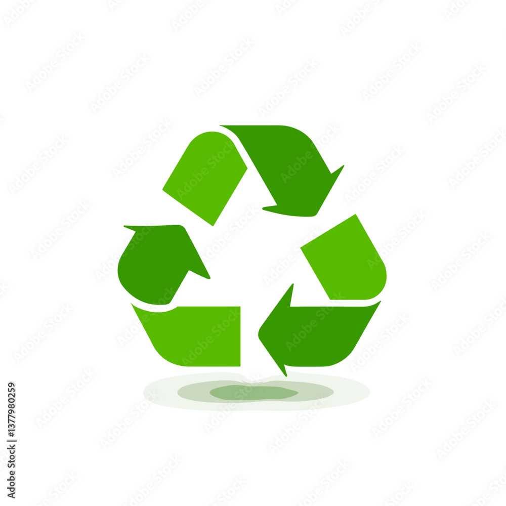 Recycling symbol in green color on a white background Recycling symbol in green color on a white background