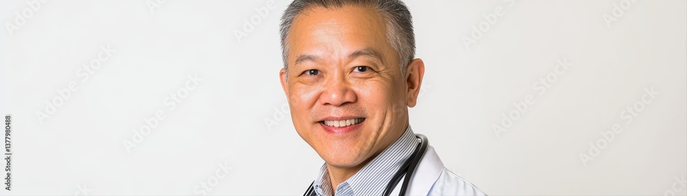 Fototapeta premium Confident doctor with stethoscope in bright setting