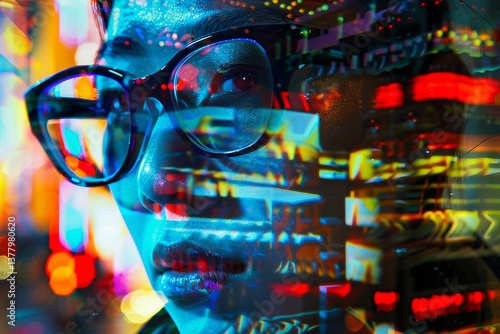 Wallpaper Mural Abstract Double Exposure Portrait of a Time Traveler Blending with Clockwork and Memories, Generative AI Torontodigital.ca