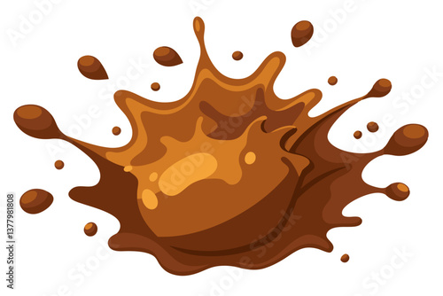 Chocolate Splash Melted Cocoa, Food, Drink, Sweet Treat, Dessert, Design Element, Isolated on White