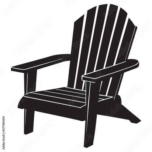 Adirondack chair icon, silhouette black and white silhouette, vector and illustration on white background
