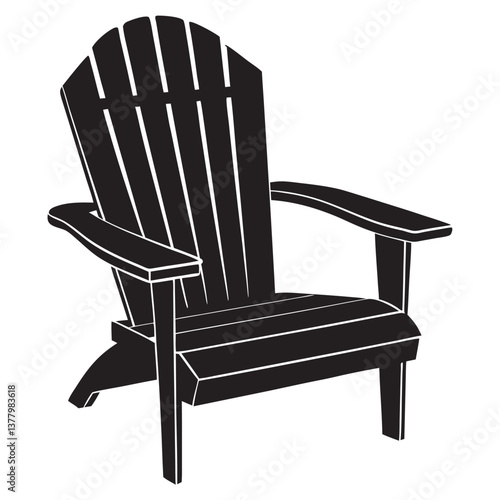 Adirondack chair icon, silhouette black and white silhouette, vector and illustration on white background

