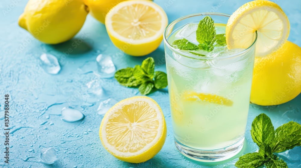Refreshing lemonade drink with fresh ingredients Refreshing lemonade drink with fresh ingredients
