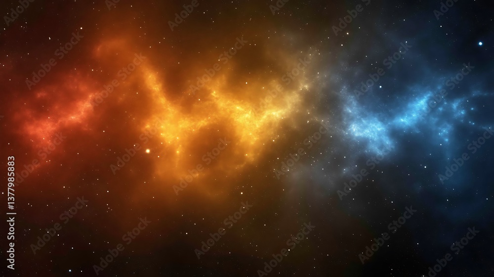 Fototapeta premium Celestial Nebula Orange And Blue Cosmic Cloudscape