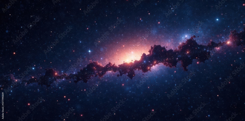 Fototapeta premium Vast blackness with twinkling stars and galaxies, darkness, stars