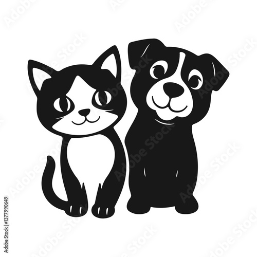Cat and dog. Pets logo illustration, pets icon emblem