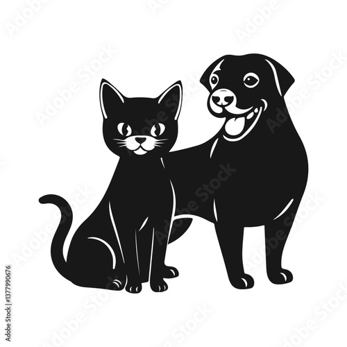 Cat and dog. Pets logo illustration, pets icon emblem