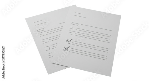 Isolated Paper Documents with Check Marks