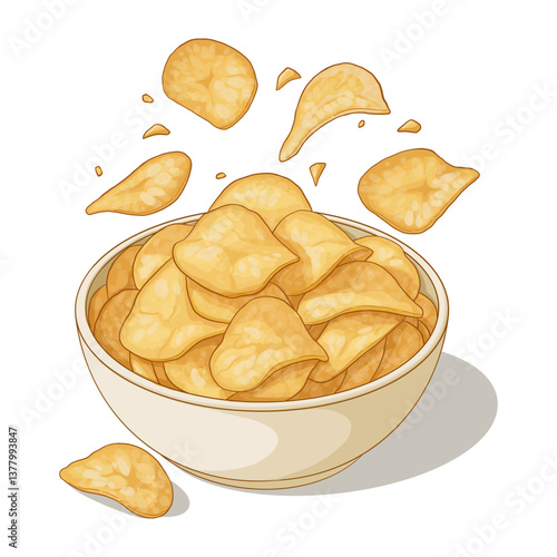 Digital Vector Illustration of Traditional Malaysian and Indonesian Salted Cassava Chips Kerepek Ubi Masin