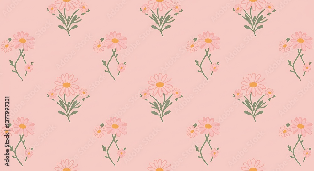 Blush Pink Daisy Floral Pattern Delicate Design AI Generated Blush Pink Daisy Floral Pattern Delicate Design AI Generated
