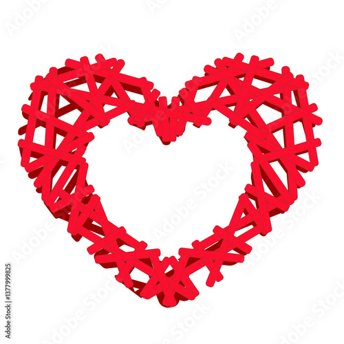 bordado en forma de corazón rojo. Día de los enamorados. San Valentín.