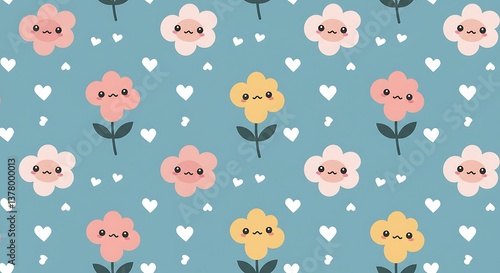 Cute Flower Power Pastel Pattern Design AI Generated