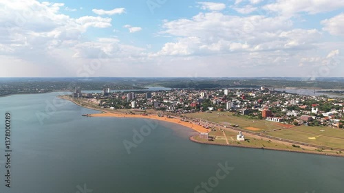 Wallpaper Mural Aerial view of Encarnación, tourist city on coast of Paraná River, Paraguay Torontodigital.ca