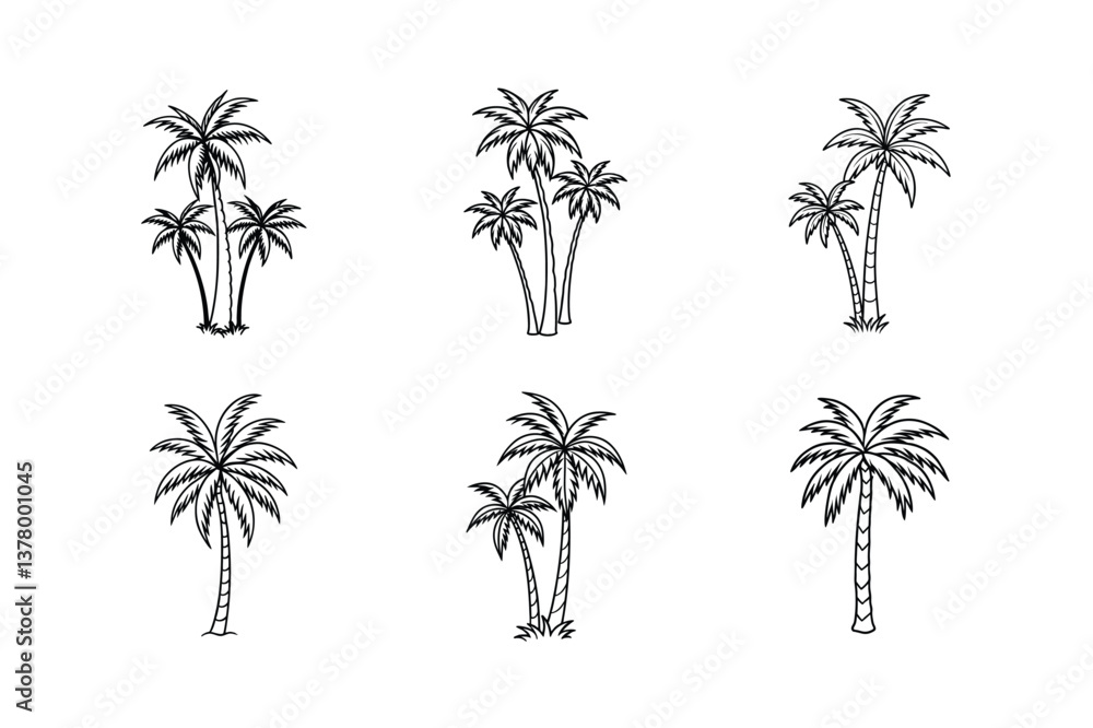 Fototapeta premium Simple Black and White Palm Tree Illustrations