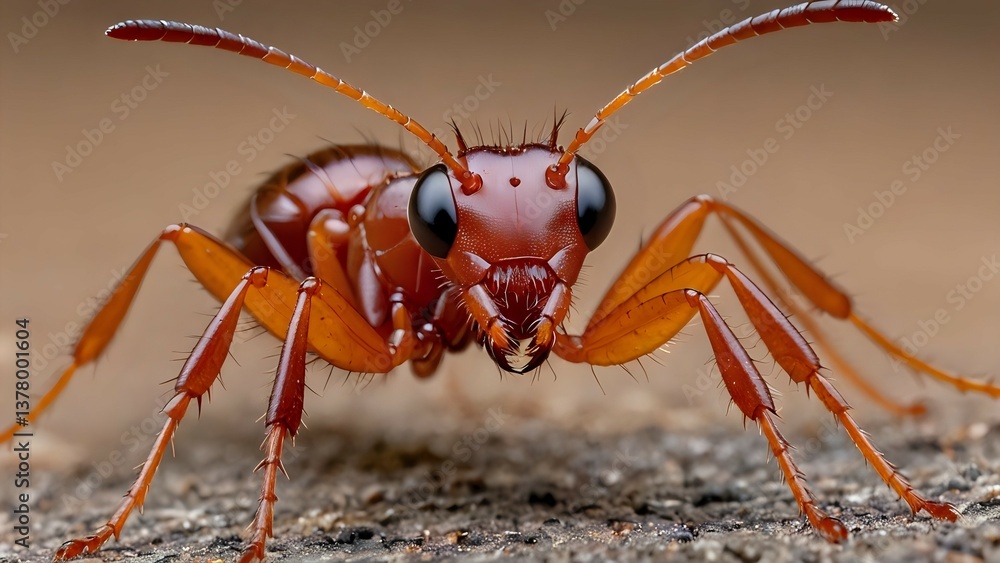 Close-up of an Ant with Detailed Features on a Textured Surface Close-up of an Ant with Detailed Features on a Textured Surface