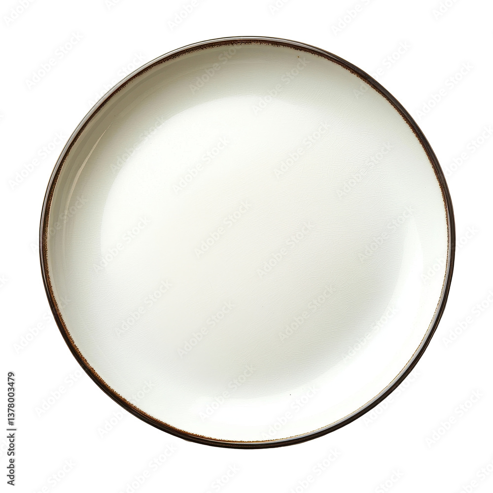 Empty ceramic plate featuring a simple design, isolated on a white background for clean presentation, Empty ceramic plate isolated on white background Empty ceramic plate featuring a simple design, isolated on a white background for clean presentation, Empty ceramic plate isolated on white background