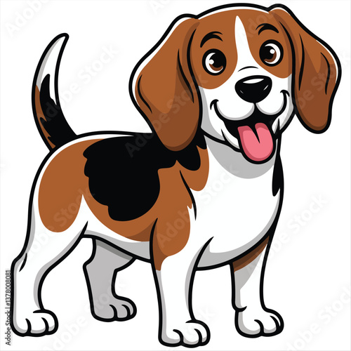 Adorable Cute beagle dog vector illustration funny raning dog vector Dog illustration