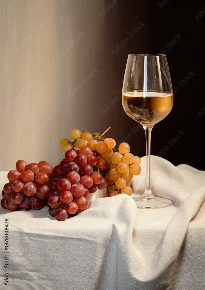 Fototapeta premium Grapes and wine glasses painting drink food.