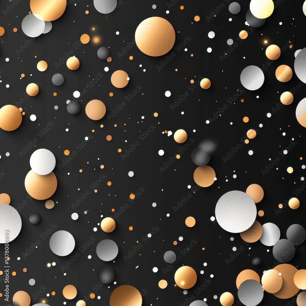 Fototapeta premium Dynamic golden and silver circles abstract art digital creation modern design aesthetic visuals contemporary style