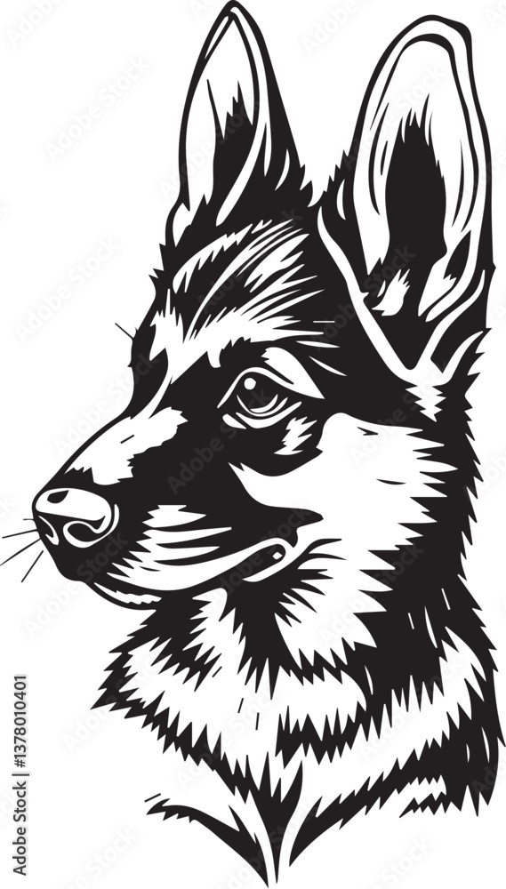 Obraz premium German Shepherd puppy. Hand drawn vector illustration