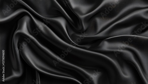 Wallpaper Mural Close-up of elegant black satin fabric with soft folds Torontodigital.ca