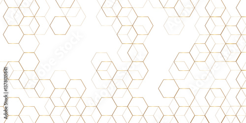 Abstract background golden hexagon stock line background. abstract artistic of geometric background Gold gradient abstract seamless vector pattern. Minimal style website banner, decoration Vector.	
