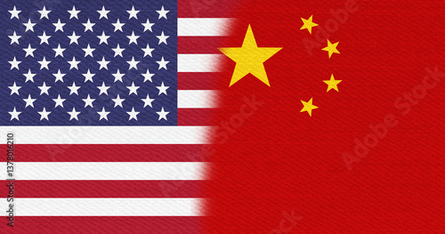 Obraz na płótnie USA flag stars and stripes and China flag background w salonie
