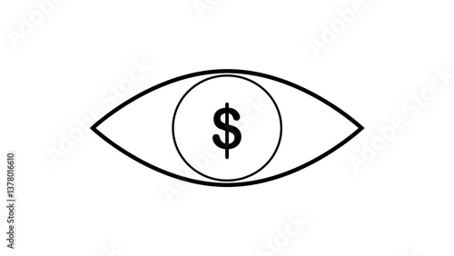 Illustration of an eye with dollar sign in the iris