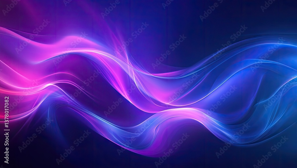 Abstract vibrant waves of pink and blue light against a dark background Abstract vibrant waves of pink and blue light against a dark background