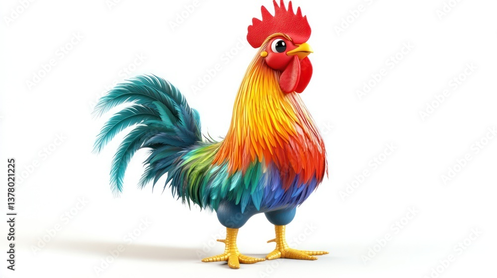 custom made wallpaper toronto digitalColorful Cartoon Rooster Against White Background