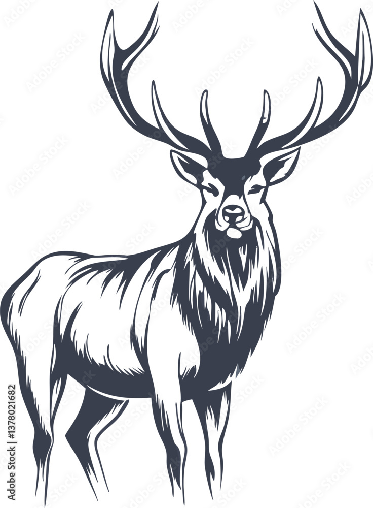 Naklejka premium Majestic Stag Elegant Deer Antler Wildlife Nature Graphic Design