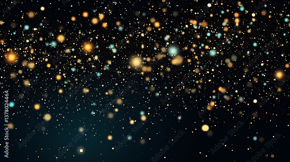 Golden and Teal Lights Sparkle in Dark Background Golden and Teal Lights Sparkle in Dark Background