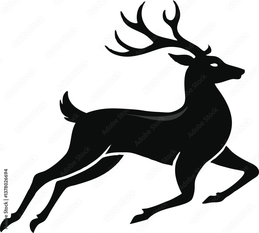 Obraz premium Majestic Black Buck Leaping Elegant Silhouette, Natures Grace