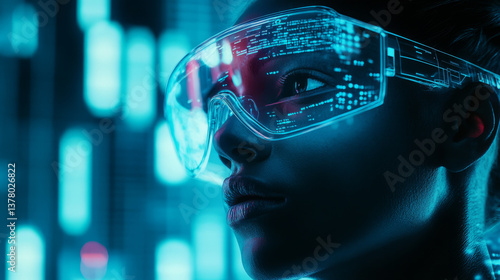 Wallpaper Mural Futuristic technology showcase virtual reality close-up portrait high-tech environment immersive experience Torontodigital.ca