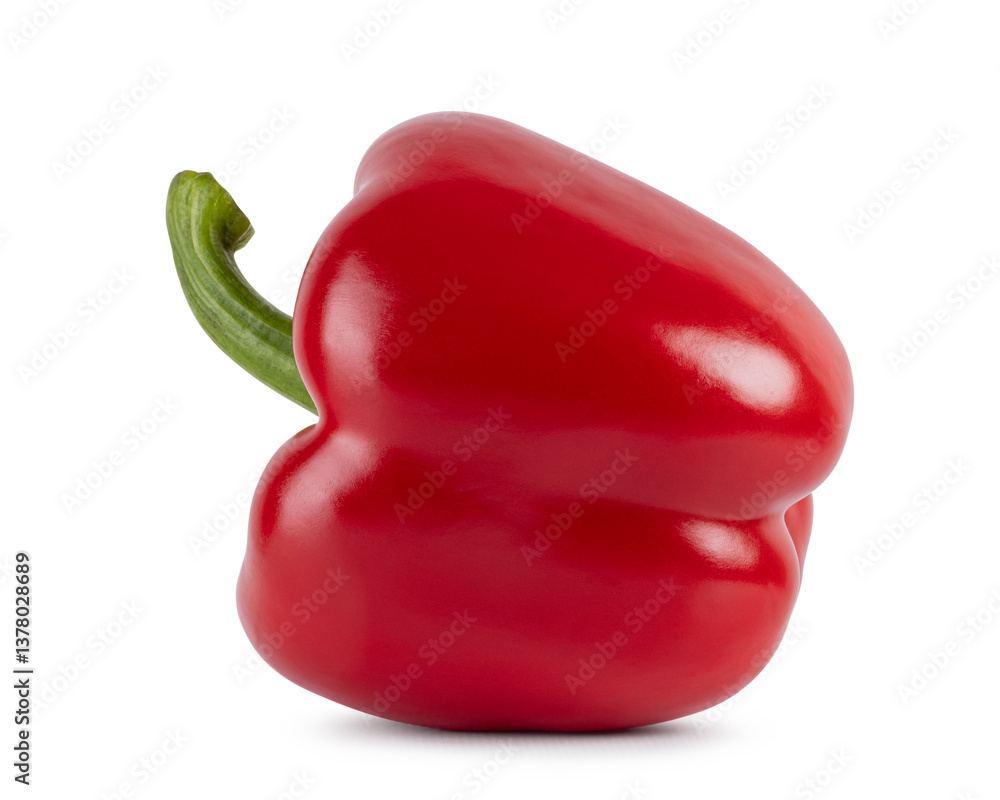 Red bell pepper laying side ways. Isolated on a white background Red bell pepper laying side ways. Isolated on a white background
