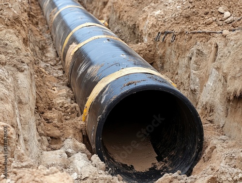 Wallpaper Mural Buried Gas Line. Construction Pipeline Alert in Black Danger Day Torontodigital.ca