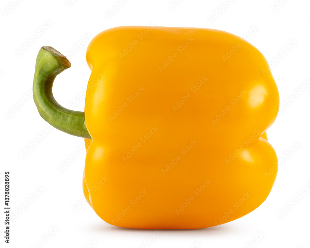 Yellow bell pepper laying side ways. Isolated on a white background Yellow bell pepper laying side ways. Isolated on a white background