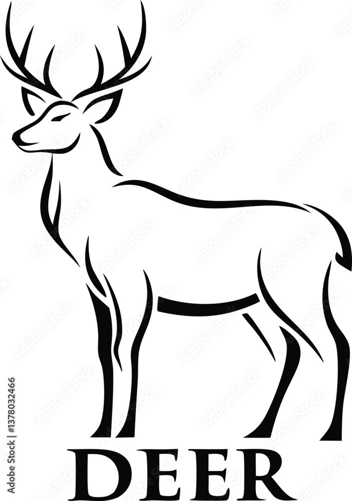 Obraz premium Elegant Stag Silhouette Natures Majestic Deer Logo Design